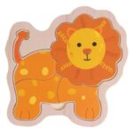 Puzzle din Lemn Leu (4 piese) 14x14cm