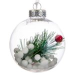 Ornament Brad de Craciun Glob Transparent Zapada Berries 8cm