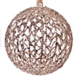 Ornament Brad de Craciun Glob Bej Glitter Ø15cm