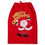Sac pentru Cadouri Mos Craciun Rosu "Merry Christmas" 55x77cm