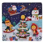 Puzzle din Lemn de Craciun cu 5 Figuri 22x22cm