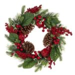 Coronita Decorativa de Craciun cu Pomusoare Rodii Conuri 50cm