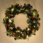 Coronita Decorativa de Craciun Verde cu LED Conuri Pomusoare Ø50cm