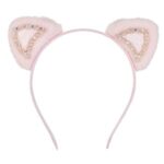 Coronita Par Roz cu Urechi din Imitatie de Blana Dantela & Strass