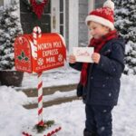 Decoratiune de Craciun Cutie Postala "North Pole Express Mail" 27x14x60cm