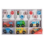 Vehicule din Lemn cu Roti & Forme - 15 piese