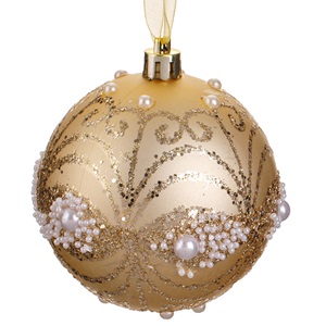 dis-glob-sampaniu-gl-margele-8cm-list.jpg Ornament Brad de Craciun Glob Sampaniu cu Glitter & Margele Ø8cm - Image 1