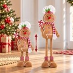 Figurina Decorativa de Craciun Om de Turta Dulce Candy cu Picioare Telescopice 53-76cm