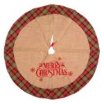Covoras Fusta pentru Brad Bej In "Merry Christmas" Carouri Ø102cm