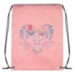 Saculet Textil Somon Floral Inima Print Happy & Smile cu Sireturi 34x42cm