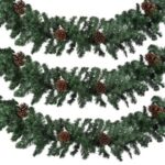 Ghirlanda Decorativa de Craciun Verde cu Conuri & 200 de Ramuri - 2,7m
