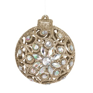 glob-cra-samp-perf-stras-8cm-list.jpg Ornament Brad de Craciun Glob Bej cu Glitter Strass Ø8cm - Image 1