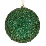 Ornament Brad de Craciun Glob Verde cu Tinsel Ø12cm