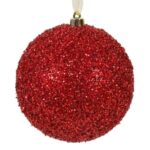 Ornament Brad de Craciun Glob Rosu cu Tinsel Ø12cm