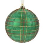 Ornament Brad de Craciun Glob Verde Mat Carouri Rosii Aurii Glitter Modele Ø12cm