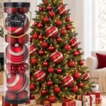 Set 23 Globuri de Craciun Bordo cu Glitter 2 Dimensiuni