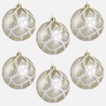 Set Globuri de Craciun Sampanii cu Modele Holografice si Glitter Ø10cm - 6buc