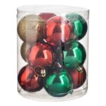 Set Globuri de Craciun Verzi Rosii Aurii Mate & Glitter Ø7cm - 12buc