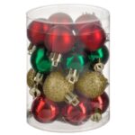 Set Globuri de Craciun Rosii Verzi Aurii Mate & Glitter Ø3cm - 20buc