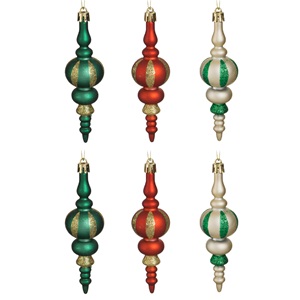 globuri-stalactite-set6-14cm-div.cul-list.jpg Set Ornamente de Craciun Turturi Sampanii Rosii Verzi cu Gletter 14cm - 6buc - Image 1