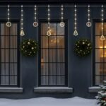 Instalatie de Lumini Perdea cu 130 de Becuri LED Globuri Brazi cu Programe de Exterior & Interior 2,5cm - Alb Cald