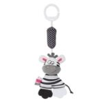 Jucarie pentru Carucior Zebra Alba Neagra cu Sunet 34cm