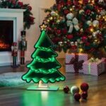 Lampa Oglinda Decorativa de Craciun Brad cu Efect Infinit & LED 39x10x59cm