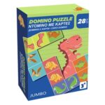 Joc de Societate Domino cu Carti Dinozauri & Forme 28 piese