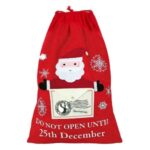 Sac pentru Cadouri Rosu Catifelat Scrisoare lui Mos Craciun 55x78cm