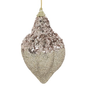 list-59.jpg Ornament Brad de Craciun Glob din Spuma cu Glitter Auriu Paiete 12cm - Image 1