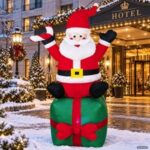 Figurina Gonflabila de Craciun Mos Craciun cu Cadou & LED 1,8m