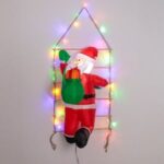 Scara Decorativa de Craciun cu Figurina Gonflabila Mos Craciun & Lumini 60x130cm