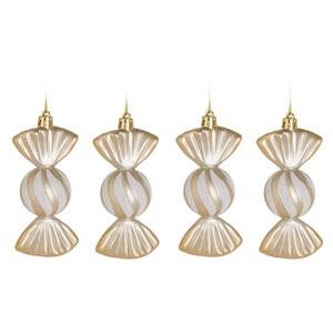 ornam-cra-4buc-samp-iriz-gl-12cm-list.jpg Set Ornamente de Craciun Bomboane Bej cu Glitter Irizat 12cm - 4buc - Image 1