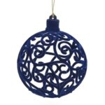 Ornament Brad de Craciun Glob Albastru cu Model Ø10cm