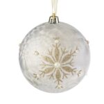 Ornament Brad de Craciun Glob Argitniu Frosty cu Fulgi Glitter & Margele Ø10cm