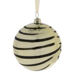 Ornament Brad de Craciun Glob Auriu Model Leopard cu Glitter Ø8cm