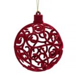 Ornament Brad de Craciun Glob Bordo cu Model Ø10cm