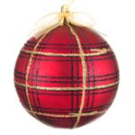 Ornament Brad de Craciun Glob Carouri Mat Rosu Ø8cm