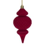 Ornament Brad de Craciun Glob Catifelat Bordo cu Dungi Ø13cm