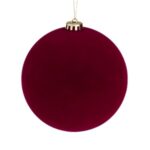 Ornament Brad de Craciun Glob Catifelat Bordo Ø15cm