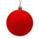 Ornament Brad de Craciun Glob Catifelat Rosu Ø8cm