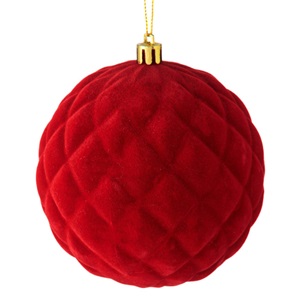 ornament-brad-de-craciun-glob-catifelat-rosu-romburi-10cm-list.jpg Ornament Brad de Craciun Glob Catifelat Rosu Romburi Ø10cm - Image 1