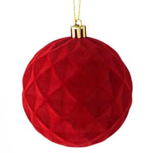 ornament-brad-de-craciun-glob-catifelat-rosu-romburi-8cm-list.jpg Ornament Brad de Craciun Glob Catifelat Rosu Romburi Ø8cm - Image 1