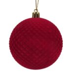 Ornament Brad de Craciun Glob Catifelat Bordo Matlasat Ø8cm