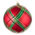 Ornament Brad de Craciun Glob Rosu Carouri Ø10cm