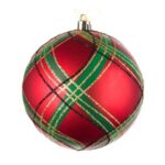 Ornament Brad de Craciun Glob Rosu Carouri Ø8cm