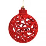 Ornament Brad de Craciun Glob Rosu cu Model Ø6m