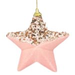 Ornament Brad de Craciun Stea din Spuma Roz Catifelata 12cm