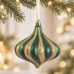 Glob de Craciun Onion Verde cu Glitter Ø10cm