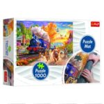 Puzzle Catelusi Langa Tren (1000 de Piese) & Covoras - Trefl